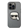 Karl Lagerfeld Saffiano puzdro iPhone 14 Pro Max strieborná Karlova hlava