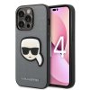 Karl Lagerfeld Saffiano puzdro iPhone 14 Pro strieborné Karlova hlava