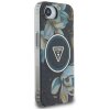 Guess IML Metal Glitter Flowers Triangle MagSafe iPhone 16e čierny