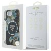 Guess IML Metal Glitter Flowers Triangle MagSafe iPhone 16e čierny