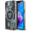 Guess IML Metal Glitter Flowers Triangle MagSafe iPhone 16e čierny