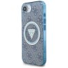 Guess IML Metal Glitter 4G Circle Triangle MagSafe iPhone 16e modré