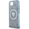 Guess IML Metal Glitter 4G Circle Triangle MagSafe iPhone 16e modré
