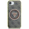 Guess IML Metal Glitter 4G Circle Triangle MagSafe iPhone 16e hnedý