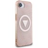 Guess IML Metal Glitter 4G Circle Triangle MagSafe iPhone 16e ružová
