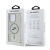 Karl Lagerfeld IML MagSafe iPhone 16 Pro Max Metal Karl&Choupette Head strieborná