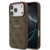 Zadný kryt Guess PU Leather 4G Farebný krúžok MagSafe pre iPhone 17 Pro Hnedá