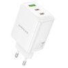 Adaptér Borofone BN32 GaN nabíjačka – USB + 2×Type C – QC 3.0 PD 65W biely