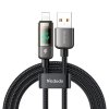 Mcdodo – dátový kábel (CA-3620) – USB-A na Lightning, 3A, digitálny displej, automatické vypnutie, transparentný dizajn, 1,2m – čierny