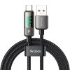 Mcdodo – dátový kábel (CA-3630) – USB-C na USB-A, 6A s digitálnym displejom, automatické vypnutie, transparentný dizajn, 1,2 m – čierny