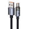 Mcdodo – dátový kábel (CA-6890) – s nabíjacím svetlom, USB-C na USB-A, priehľadný kábel, 6A, 1,2m – čierny