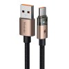 Mcdodo – dátový kábel (CA-6891) – s nabíjacím svetlom, USB-C na USB-A, priehľadný kábel, 6A, 1,2m – Desert Gold