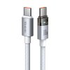 Mcdodo – dátový kábel (CA-5582) – s nabíjacím svetlom, USB-C na USB-C, priehľadný kábel, 100W, 1,2m – biely