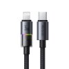 Mcdodo – dátový kábel (CA-8190) – so 7 farebnými svetlami, USB-C na Lightning, 36W, 3A, 1,2m – čierny