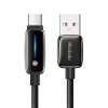 Mcdodo – dátový kábel (CA-0020) – s automatickou reguláciou jasu, USB-A na USB-C, 6A, 1,2m – čierny.