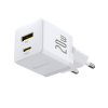 Adaptér Baseus Palm Rýchly USB-A + USB-C 20W Biely