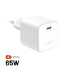 Sieťový GaN adaptér FIXED Mini s USB-C výstupom a podporou PD, 65W, biely