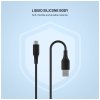 Krátky nabíjací a dátový kábel FIXED z tekutého silikónu s konektormi USB/USB-C a podporou PD, 0.3m, USB 2.0, 60W, čierny.