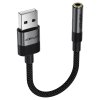 Acefast - audio adaptér (J13) - USB samec na 3,5mm jack samica, plug & play, vysoko verný zvuk, bez oneskorenia, 15cm - čierny