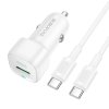 Nabíjačka do auta Borofone BZ34B Cloud - USB + Type C - QC 3.0 PD 38W s káblom Type C - Type C biela