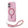 Zadný kryt Guess IML Glitter Strap MagSafe pre iPhone 16 Plus ružový