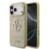 Zadný kryt Guess PU fixed glitter 4G metal frame pre iPhone 17 Pro Max zlatý