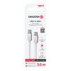 Dátový kábel Swissten textilný usb-c / usb-c 3.0 m strieborný
