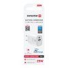 Adaptér Swissten Edge Gan 1x USB-C PD 25W + 1x USB-A 18W QC biely