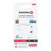 Adaptér Swissten Gan 1x USB-C 45W PD + 1x USB-A 18W QC biely