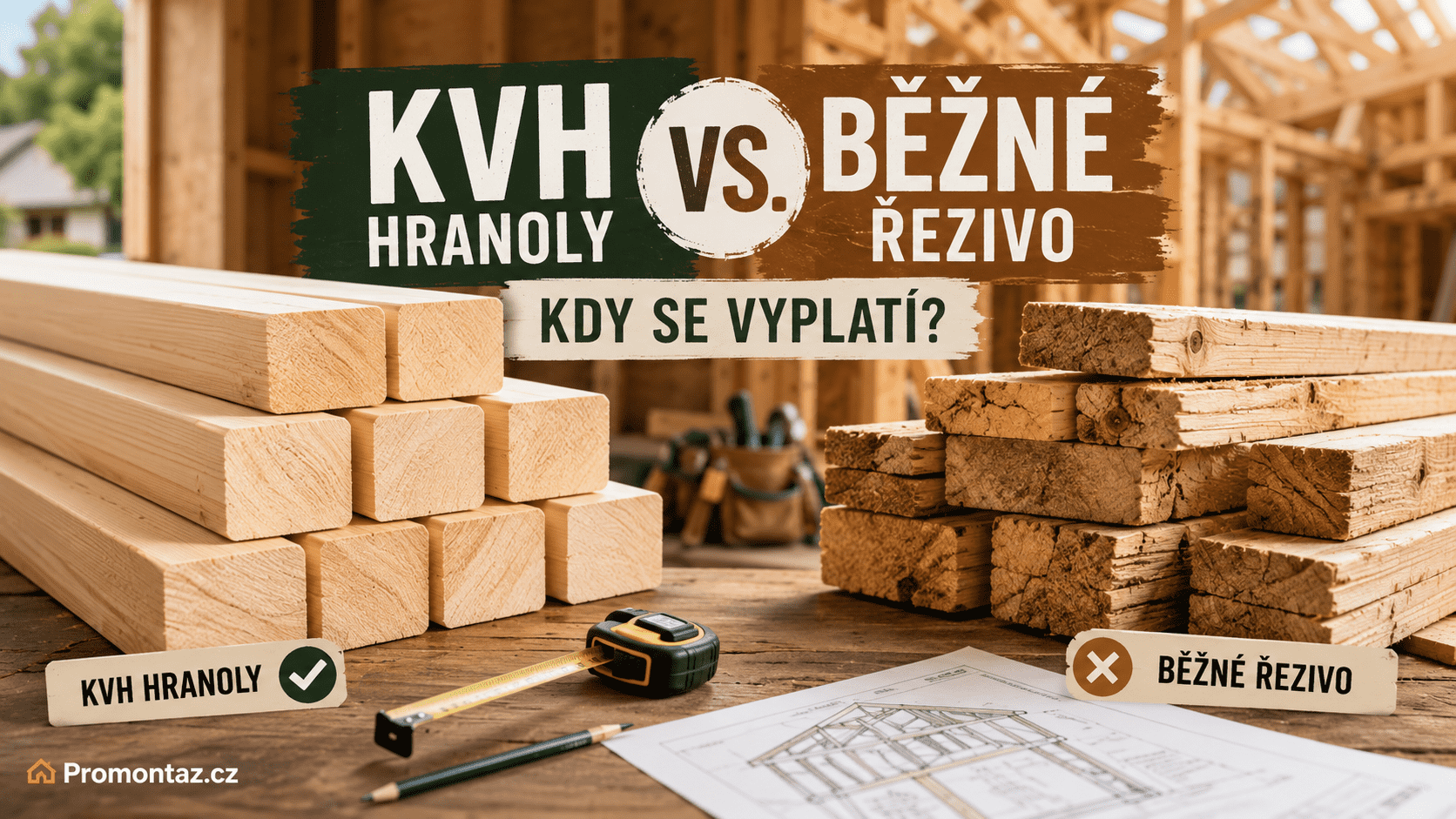 KVH hranoly vs. běžné řezivo: kdy se vyplatí?