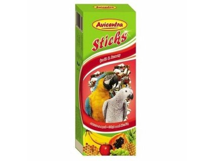 Avicentra sticks pro velké papoušky, ovoce+med, 2 ks