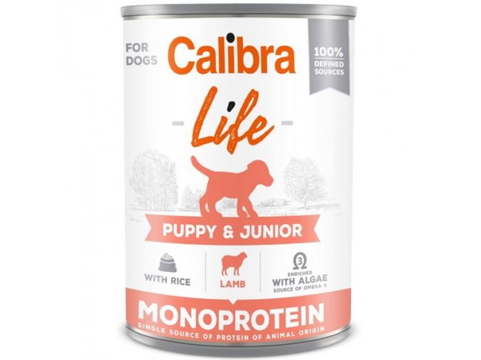 Calibra Dog Life konz. Puppy & Junior Lamb with rice 400g