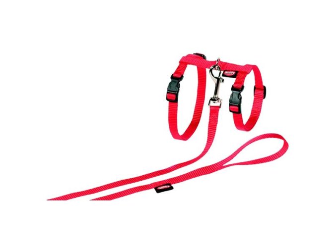 Postroj cat nylon s vod. červený Nobby XL