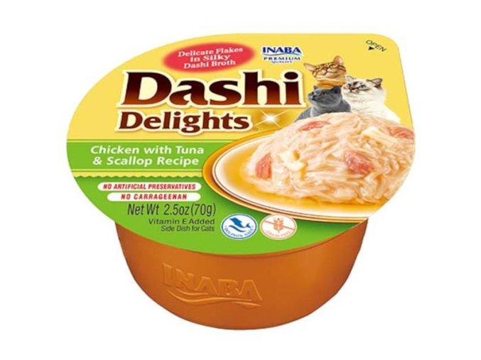 Inaba Dashi Delights kuře s tuňákem a hřebenatkou 70g