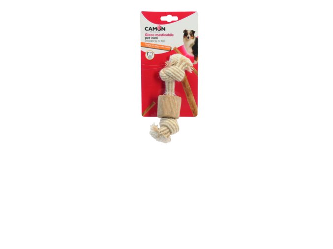 HRAČKA ZVÝKACÍ KÁVOVÉ DŘEVO + PROVÁZEK 2 UZLY 20 cm CAMON