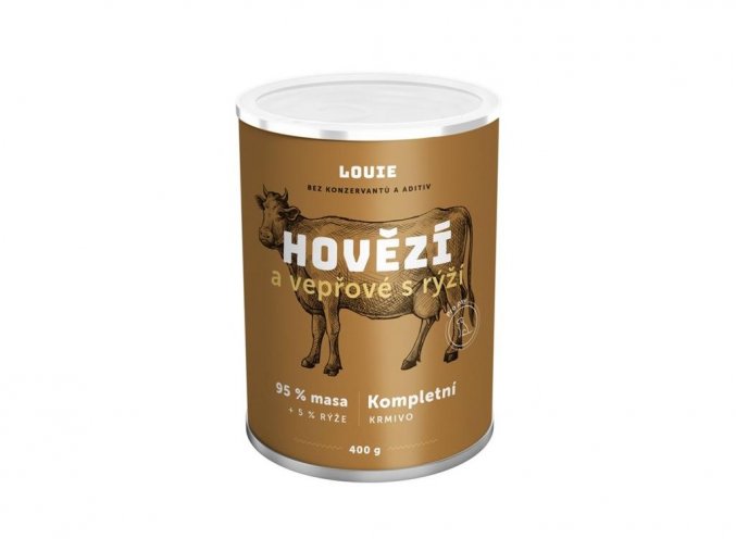 119315 louie konz pro psy hovezi a veprove s ryzi 400 g