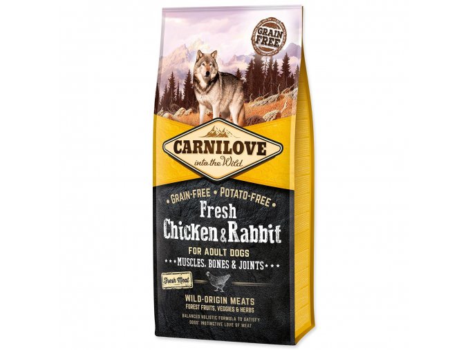 carnilove dog fresh chicken rabbit for adult 12kg