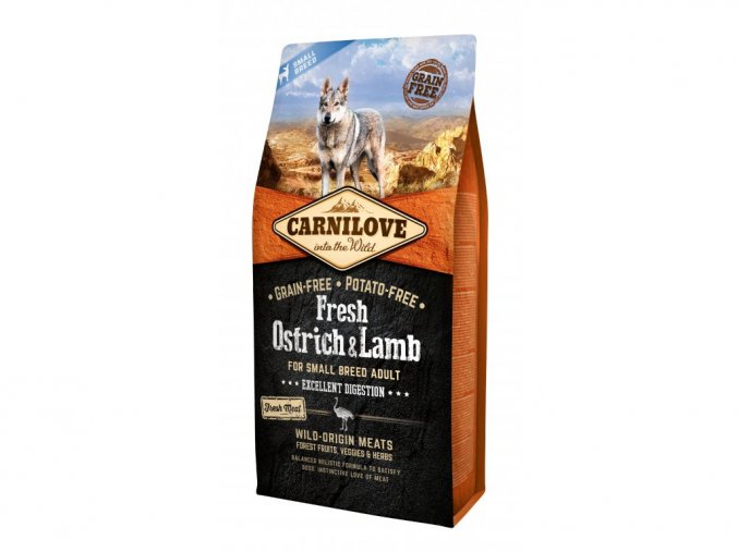 19734 carnilove dog fresh ostrich lamb for small breed 6kg