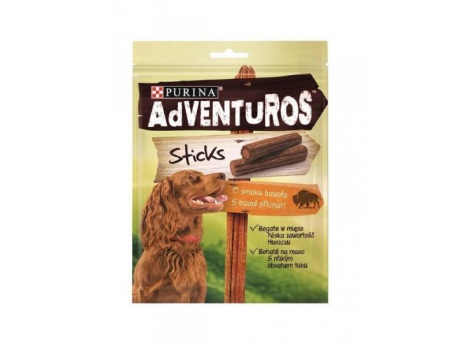 Purina Adventuros snack dog - tyčinky s bizoní přích. 120 g