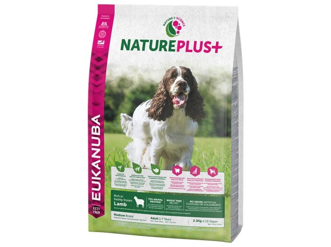 eukanuba nature plus adult medium breed rich in freshly frozen lamb 2 3kg original