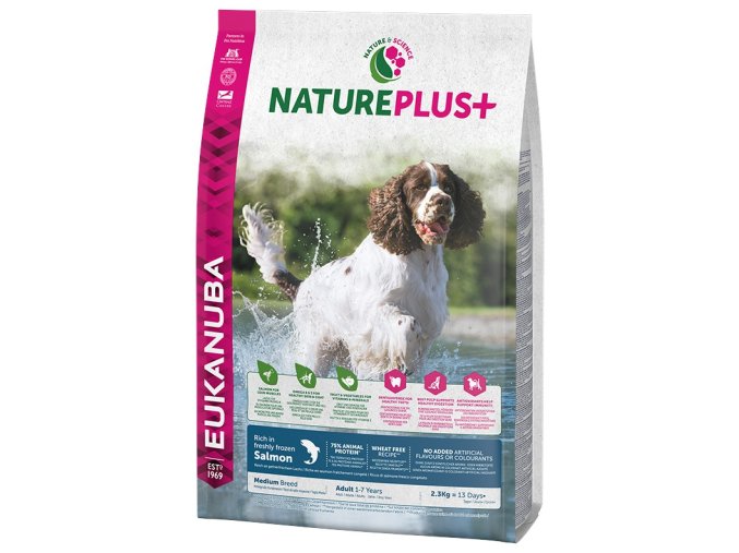 eukanuba nature plus adult medium breed rich in freshly frozen salmon 2 3kg original