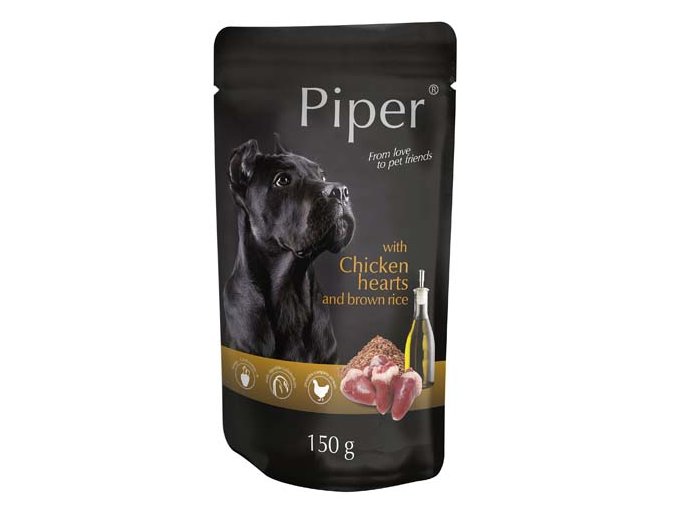 PIPER S KUŘECÍMI SRDÍČKY A HNĚDOU RÝŽÍ 150 g