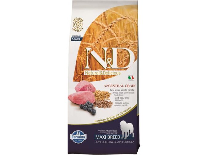 N&D ANCESTRAL GRAIN Dog LG Lamb, Spelt, Oats & Blueberry Adult Medium & Maxi 12 kg