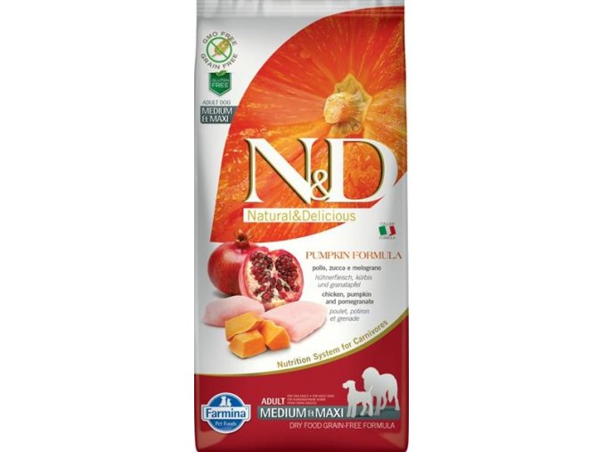 N&D PUMPKIN Dog GF Chicken & Pomegranate Adult Medium & Maxi 12 kg