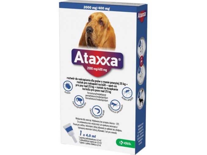 Ataxxa pro psy XL 1x2000mg/400mg tmavě modrá sol 1 x 4.0 ml(nad 25kg)