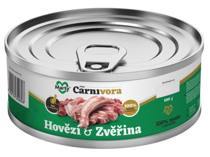 MARTY konz. pro kočky ProCarnivora-hovězí+zvěř 100g