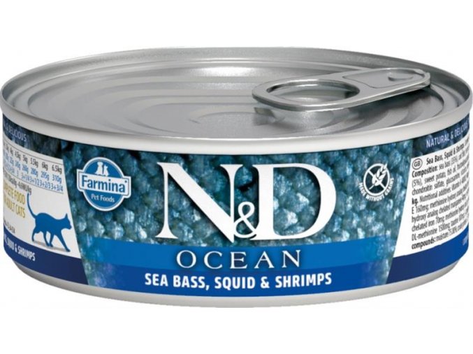 N&D OCEAN Cat konz. Adult Sea Bass & Squid & Shrimps 80 g