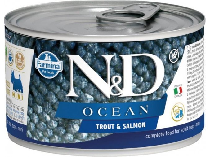 N&D OCEAN Dog konz. Trout & Salmon Mini 140 g