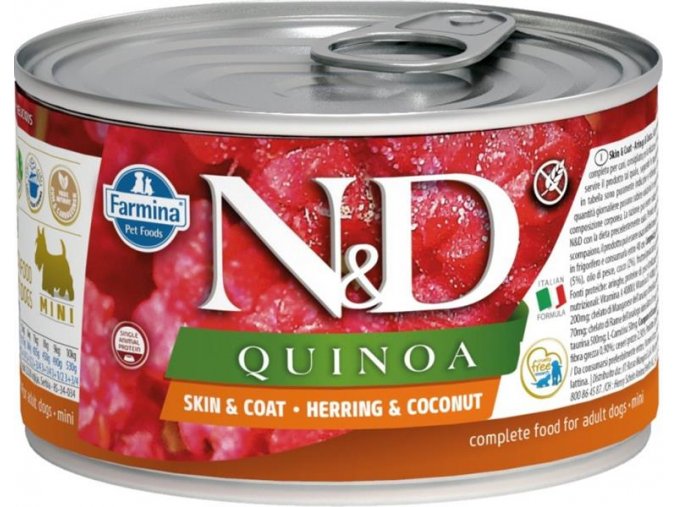N&D QUINOA Dog konz. Herring & Coconut Mini 140 g