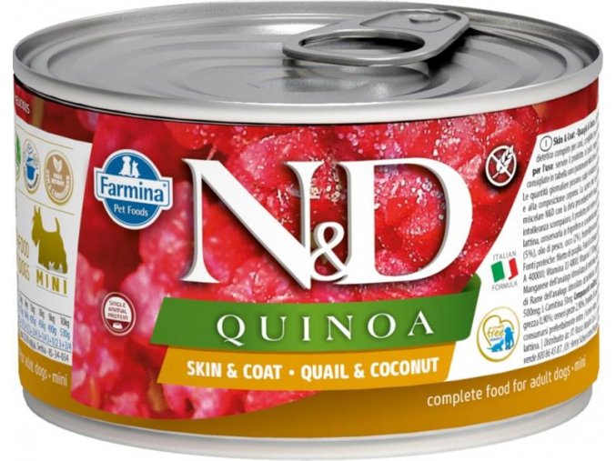 N&D QUINOA Dog konz. Quail & Coconut Mini 140 g